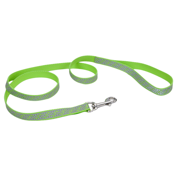 Coastal Lazer Brite Reflective Leash КОСТАЛ ЛАЗЕР БРАЙТ світловідбивний повідець для собак, 1.6смХ1.2м , Лайм см., 1,6 см х 1,2 м см фото 1