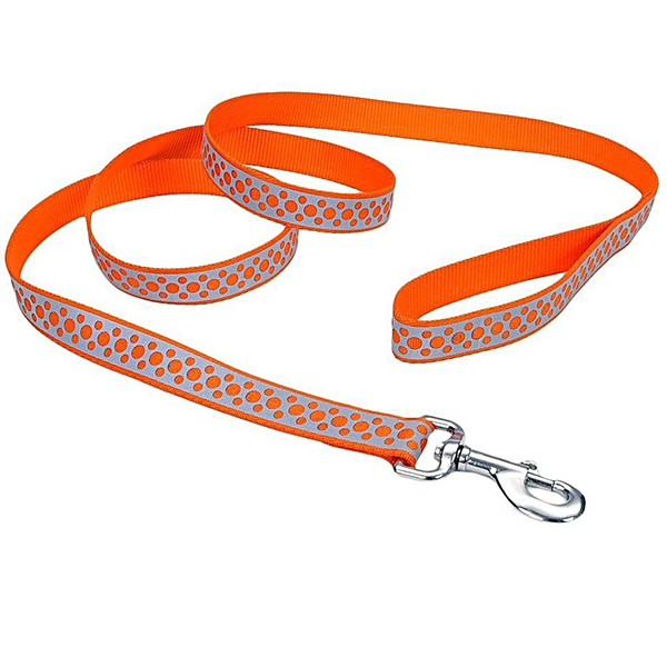 Coastal Lazer Brite Reflective Leash КОСТАЛ ЛАЗЕР БРАЙТ світловідбивний повідець для собак, 1.6смХ1.2м , Помаранчеві точки см., 1,6 см х 1,2 м см фото 1