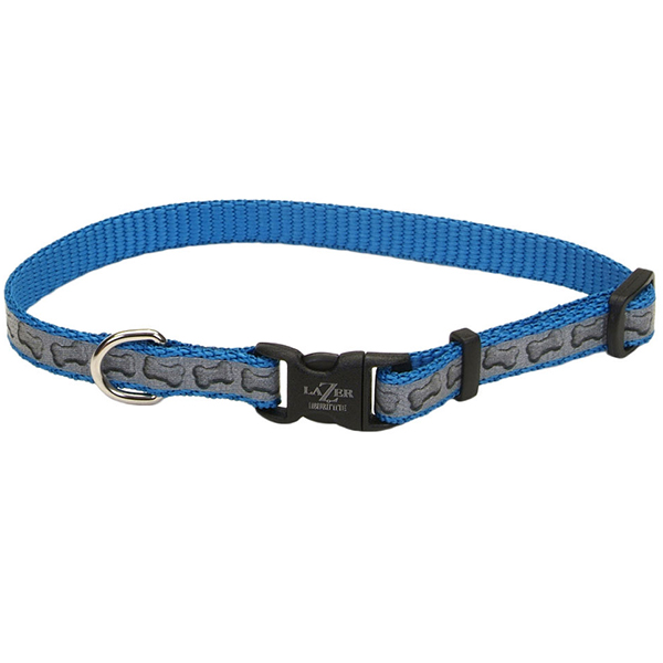 Coastal Lazer Brite Reflective Collar КОСТАЛ ЛАЗЕР БРАЙТ світловідбивний нашийник для собак, 1.6х30-46см , Бірюзовий з кісточками см., 1,6 см х 30 - 46 см см фото 1