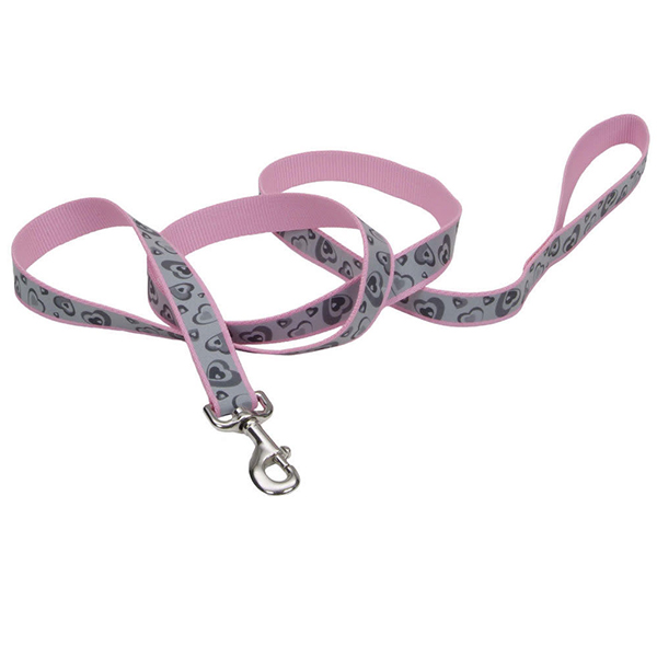 Coastal Lazer Brite Reflective Leash КОСТАЛ ЛАЗЕР БРАЙТ світловідбивний повідець для собак, 2.5смХ1.8м , Серця рожевий см фото 1