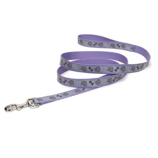 Coastal Lazer Brite Reflective Leash КОСТАЛ ЛАЗЕР БРАЙТ світловідбивний повідець для собак, 2.5смХ1.8м , Лапа кістка фіолетовий см фото 1