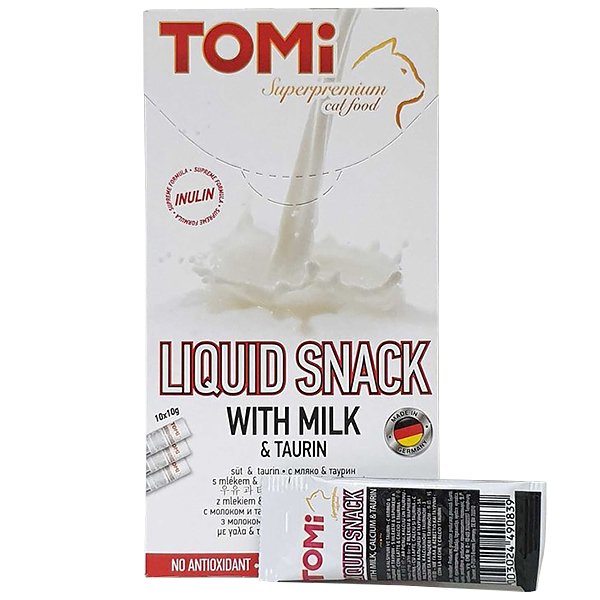 TOMi Liquid Snack Milk & Taurin ТОМІ МОЛОКО З ТАУРИНОМ рідкі ласощі для котів фото 1