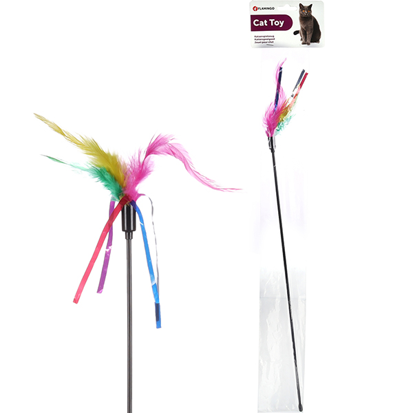 Flamingo Teaser Feathers ФЛАМІНГО ДРАЖНИЛКА з кольоровим пір’ям, іграшка для котів , 48 см см фото 1