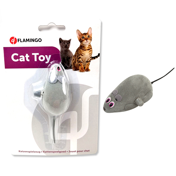 Flamingo Wind UP Darren Mouse ФЛАМІНГО МИША НА КОЛЕСАХ заводна іграшка для котів , 6 см см фото 1