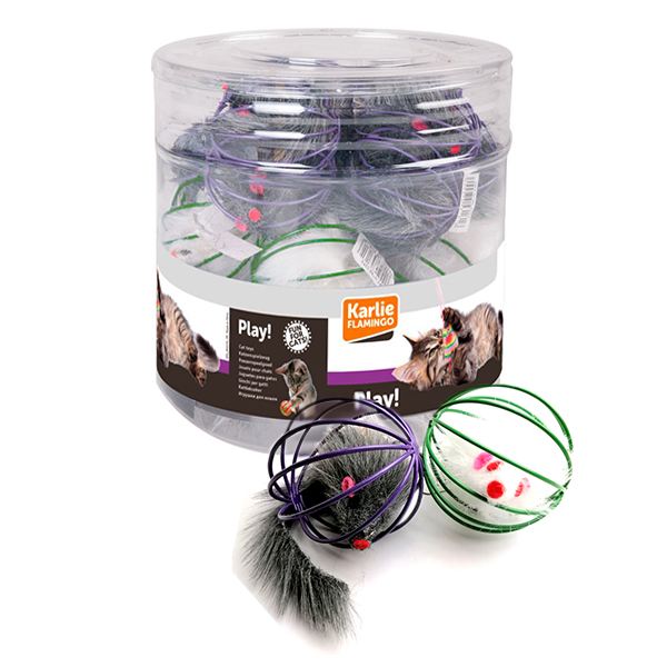 Flamingo Wire Ball With Mouse ФЛАМІНГО МИША В МЕТАЛЕВІЙ КУЛІ іграшка для котів , 6 см см фото 1