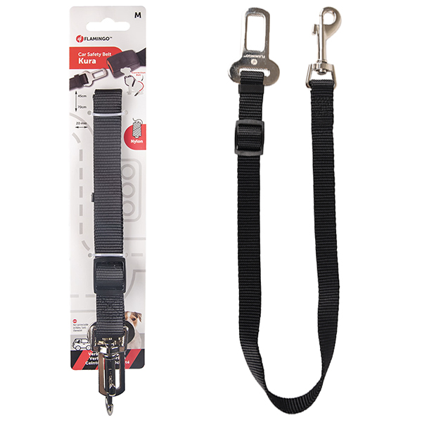 Flamingo Car Safety Belt Kura ФЛАМІНГО КУРА з’єднувач автомобільного ременя безпеки для собак , M см., 45 - 70 см х 20 мм см фото 1