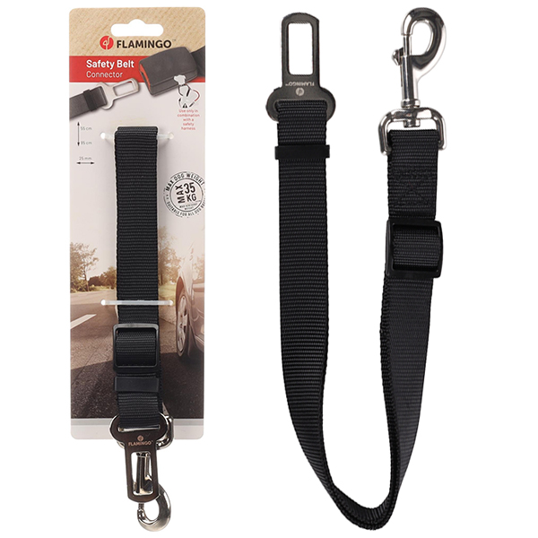 Flamingo Car Safety Belt Kura ФЛАМІНГО КУРА з’єднувач автомобільного ременя безпеки для собак , L см., 55 - 85 см х 25 мм см фото 1