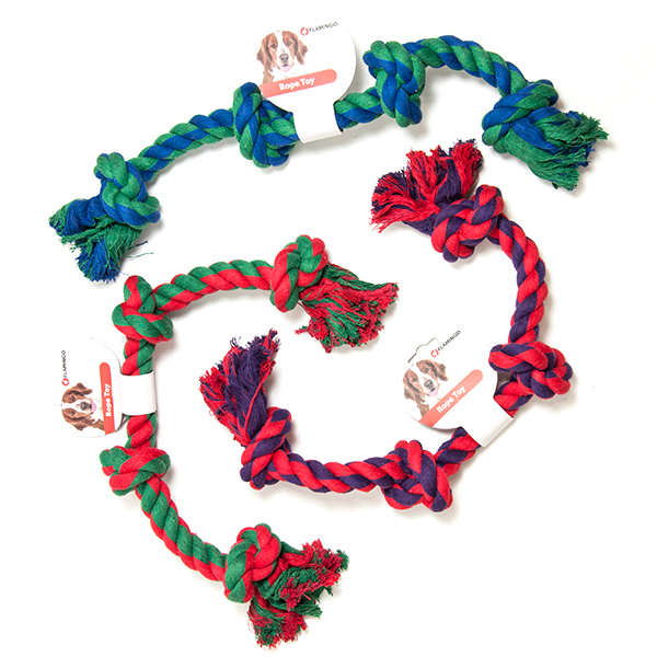 Flamingo Cotton Bone 4 Knots ФЛАМІНГО МОТУЗЯНА КІСТКА 4 вузли іграшка для собак , 60 см см фото 1