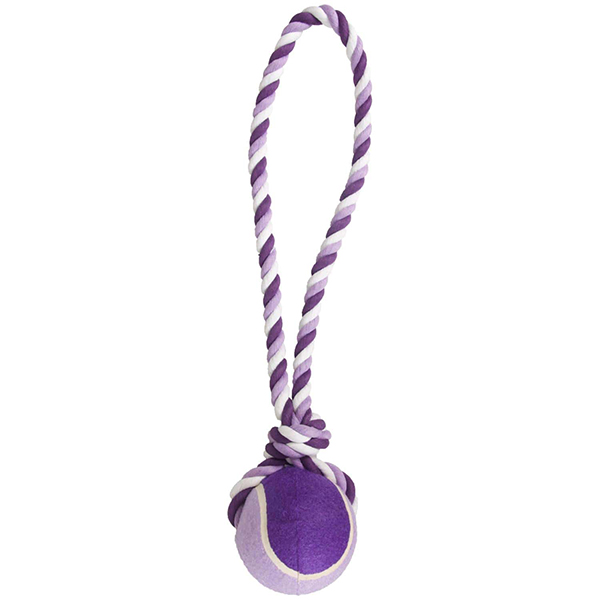 Flamingo Cotton Rope With Tennis Ball ФЛАМІНГО М’ЯЧ НА КАНАТІ іграшка для собак , L см., 9,5 см х 9,5 см х 50 см см фото 1