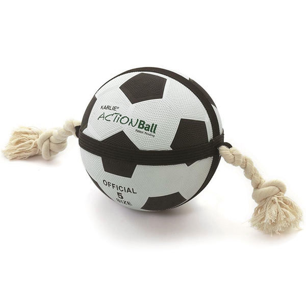 Flamingo Matchball Football ФЛАМІНГО ФУТБОЛЬНИЙ М’ЯЧ З МОТУЗКОЮ гумова іграшка для собак , 12,5 см см фото 1