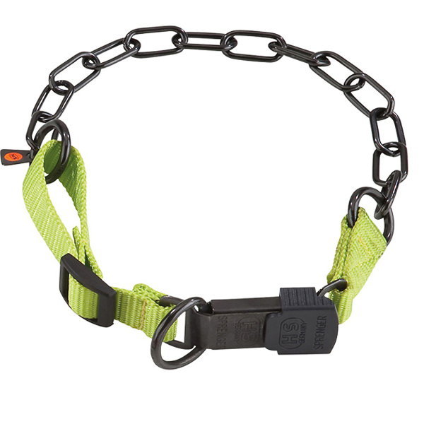 Sprenger Adjustable Collar with Assembly Chain СПРЕНГЕР РЕГУЛЬОВАНИЙ НАШИЙНИК з нейлоном для собак, середня ланка, нержавіюча сталь , Зелений - воронена сталь см., 3 мм, 50 - 55 см см фото 1