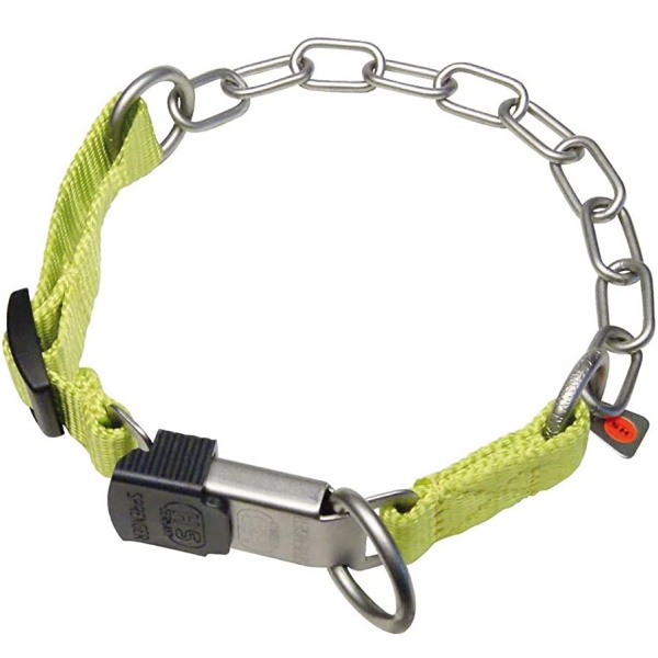 Sprenger Adjustable Collar with Assembly Chain СПРЕНГЕР РЕГУЛЬОВАНИЙ НАШИЙНИК з нейлоном для собак, середня ланка, нержавіюча сталь , Зелений – нерж. сталь матова см., 3 мм, 55 - 60 см см фото 1