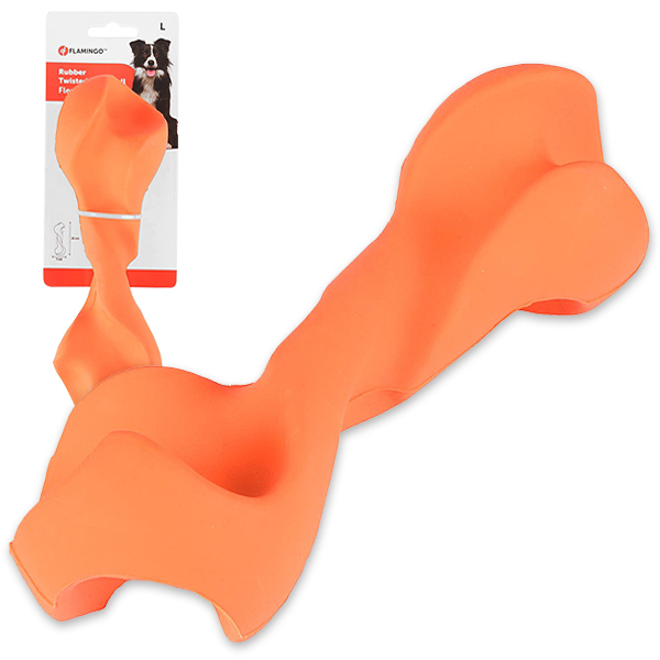 Flamingo Rubber Flexo Twisted Dumbbell ФЛАМІНГО ФЛЕКСО СКРУЧЕНА ГАНТЕЛЬ жувальна іграшка для собак , L см., 21 см х 7 см см фото 1