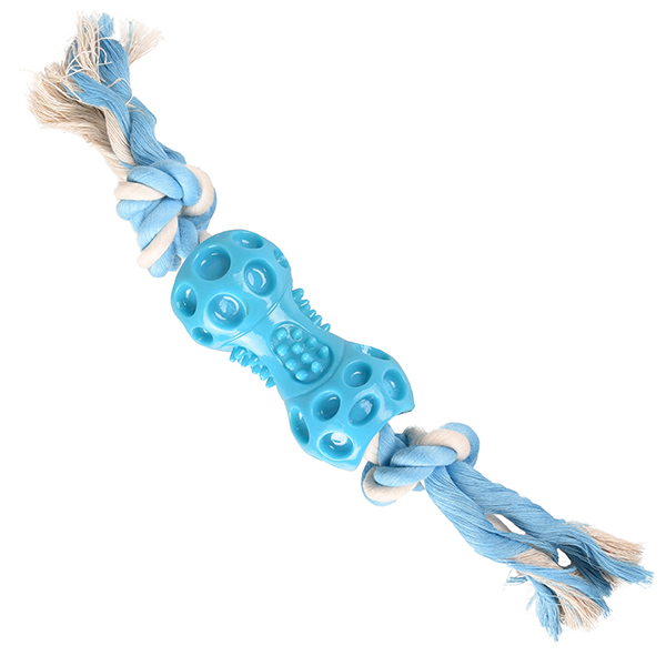 Flamingo Lindo Dumbbell With Rope ФЛАМІНГО ЛІНДО ГАНТЕЛЬ з КАНАТОМ іграшка для собак , Блакитний см фото 1