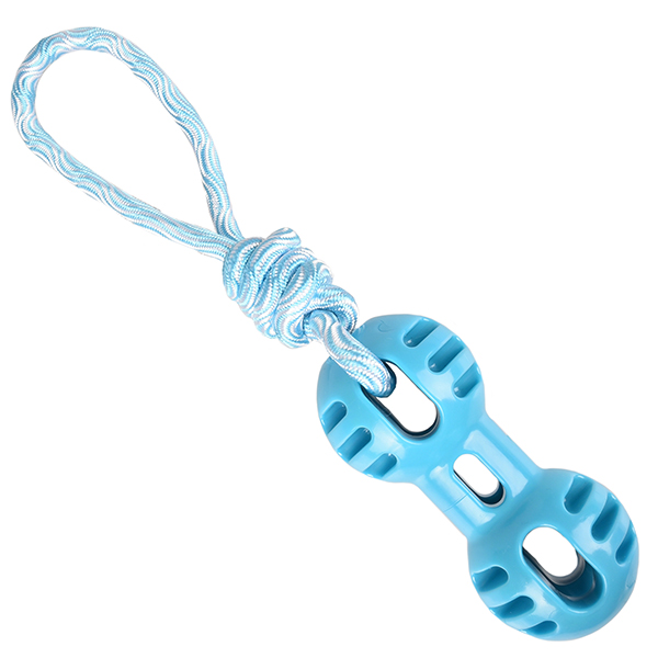 Flamingo Rudo Dumbbell With Rope ФЛАМІНГО РУДО ГАНТЕЛЬ З МОТУЗКОЮ іграшка для собак , 6,5 см х 6,5 см х 34,5 см см., Блакитний см фото 1