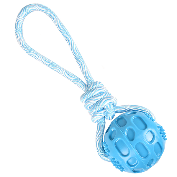 Flamingo Rudo Ball With Rope ФЛАМІНГО РУДО М’ЯЧ З МОТУЗКОЮ іграшка для собак , Блакитний см фото 1