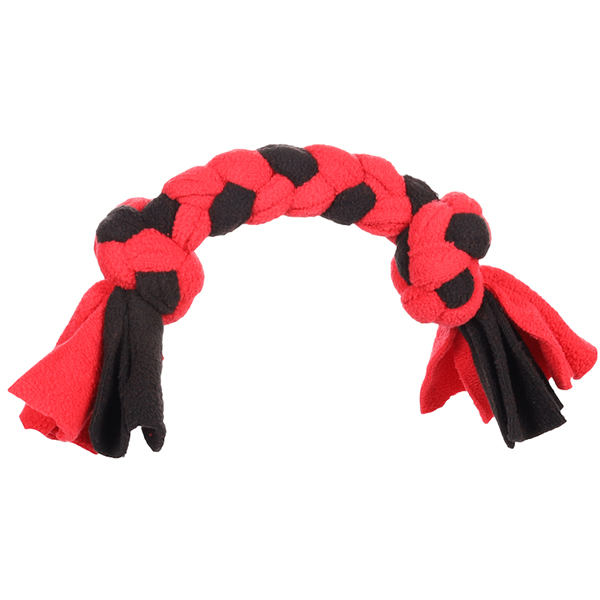 Flamingo Womas Fleece Bone With Rope ФЛАМІНГО ВОМАШ МОТУЗЯНА КІСТКА З ВУЗЛАМИ іграшка для собак , M см., Червоний з чорним см., 5 см х 36 см см фото 1