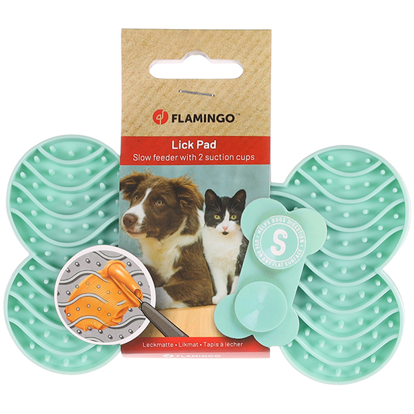 Flamingo Lick Pad Yummee ФЛАМІНГО ЛИЗАЛЬНИЙ КИЛИМОК антистрес для собак і котів , 15 см х 8,6 см х 1,9 см см., М’ятний см фото 1