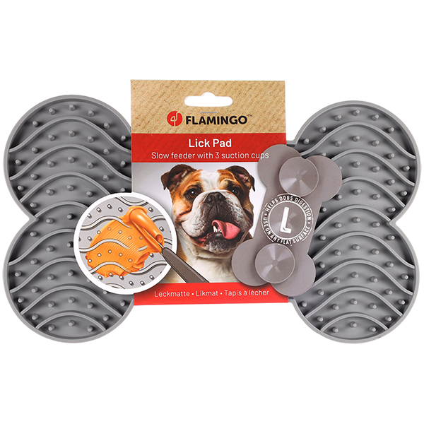 Flamingo Lick Pad Yummee ФЛАМІНГО ЛИЗАЛЬНИЙ КИЛИМОК антистрес для собак і котів , 29,8 см х 17,5 см х 2,5 см см., Сірий см фото 1