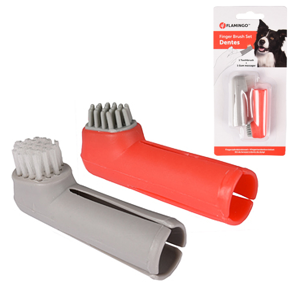 Flamingo Finger Toothbrush Set ФЛАМІНГО набір зубна щітка на палець фото 1