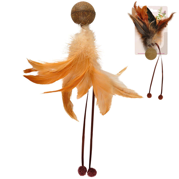 Flamingo Catnip Ball & Feather ФЛАМІНГО М’ЯЧ З ПІР’ЯМ іграшка з котячою м’ятою для котів фото 1