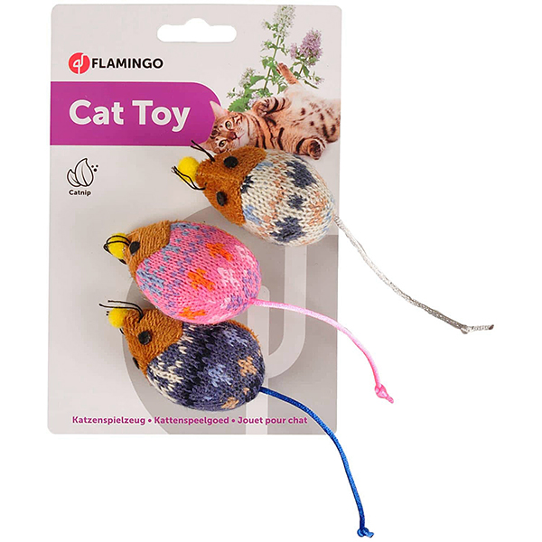 Flamingo Mohaire Mouse ФЛАМІНГО ВОВНЯНА МИША іграшка з котячою м’ятою для котів , 3,5 см х 4 см х 16 см см фото 1
