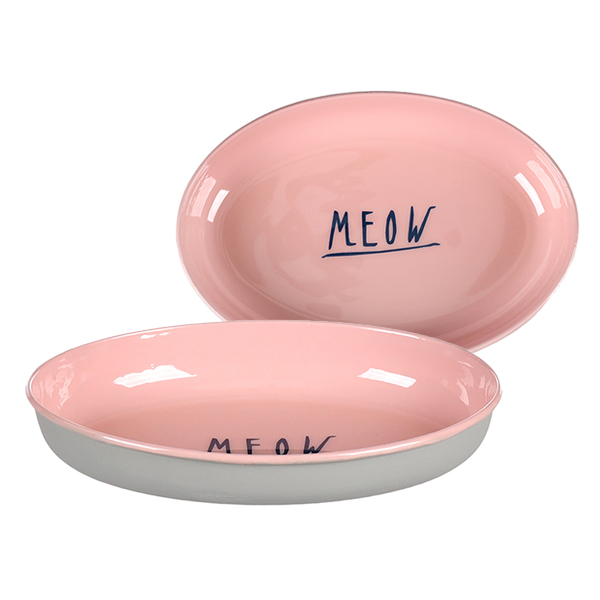 Flamingo Nell Oval ФЛАМІНГО НЕЛЛ ОВАЛЬНА емальована миска для котів , Рожевий - сірий л фото 1