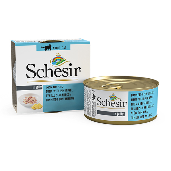Schesir Tuna with Pineapple ШЕЗІР ТУНЕЦЬ З АНАНАСОМ в желе натуральні консерви для котів, вологий корм, банка фото 1