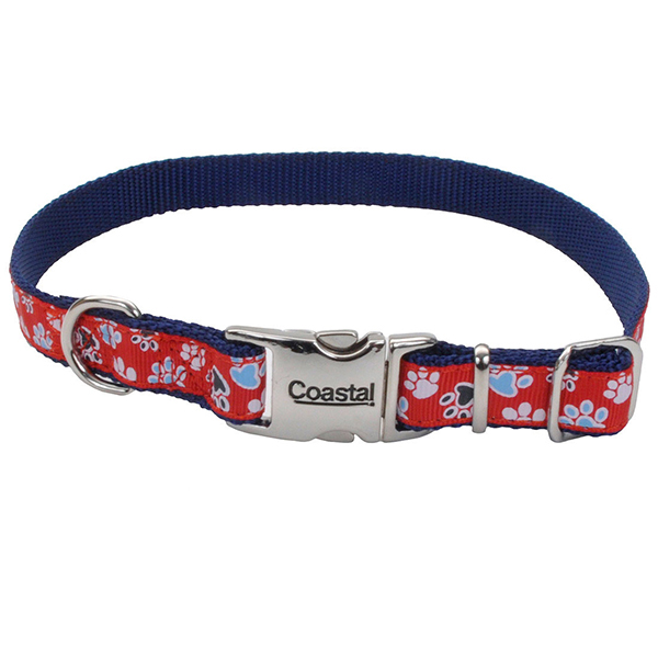 Coastal Pet Attire Ribbon КОСТАЛ РІББОН нашийник для собак, 1.6х46см , Червоний з лапками см., 1,6 см х 30 - 46 см см фото 1