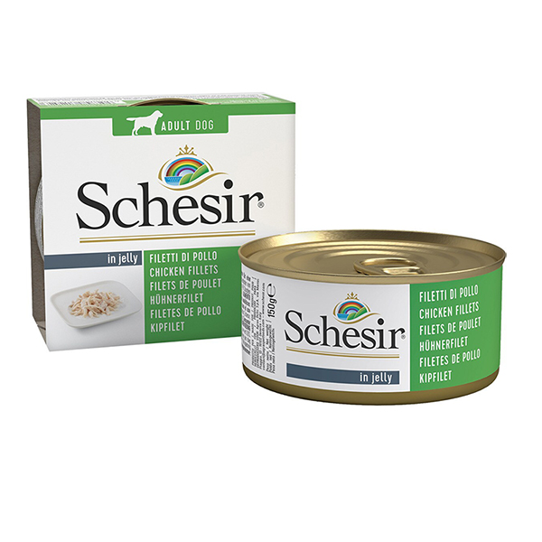 Schesir Chicken Fillets ШЕЗІР КУРЯЧЕ ФІЛЕ в желе натуральні консерви для собак, вологий корм, банка фото 1