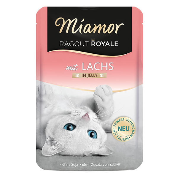 Miamor Ragout Royale mit Lachs МІАМОР РАГУ ЛОСОСЬ шматочки в желе беззерновий повнораціонний вологий корм для котів, пауч фото 1