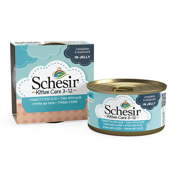 Schesir Kitten Care Tuna with Aloe ШЕЗІР ТУНЕЦЬ З АЛОЕ в желе натуральні консерви для кошенят, повнораціонний вологий корм, банка фото 1