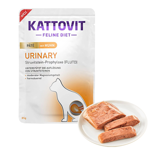 Kattovit Veterinary Urinary КАТТОВІТ УРІНАРІ КУРКА паштет повнораціонний беззерновий вологий дієтичний корм для котів із захворюваннями нижніх сечовивідних шляхів, пауч фото 1