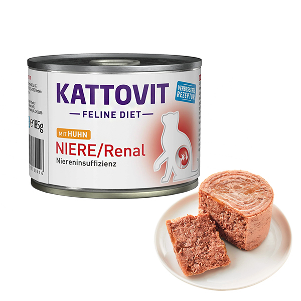 Kattovit Veterinary Niere Renal Chicken КАТТОВІТ РЕНАЛ КУРКА повнораціонний вологий дієтичний корм для котів із захворюваннями нирок, банка фото 1