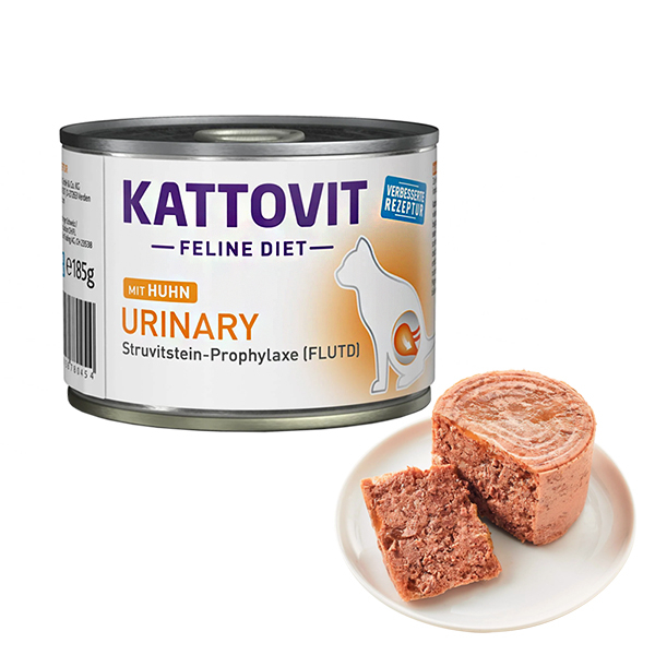 Kattovit Veterinary Urinary Chicken КАТТОВІТ УРІНАРІ КУРКА повнораціонний беззерновий вологий дієтичний корм для котів із захворюваннями нижніх сечовивідних шляхів, банка фото 1