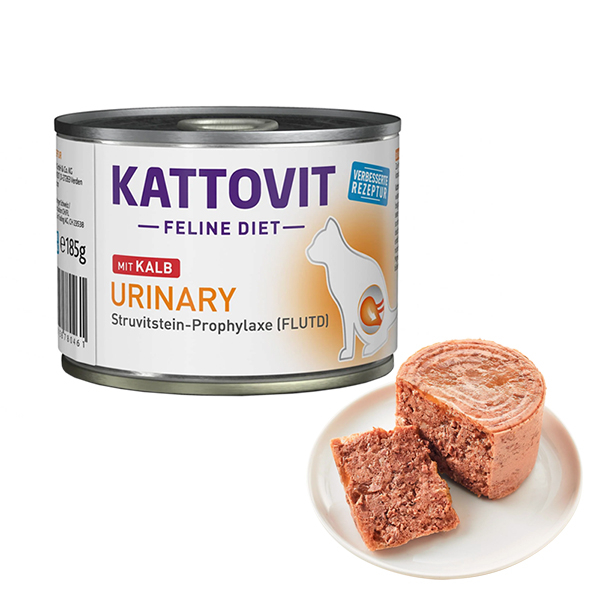 Kattovit Veterinary Urinary Veal КАТТОВІТ УРІНАРІ ТЕЛЯТИНА повнораціонний беззерновий вологий дієтичний корм для котів із захворюваннями нижніх сечовивідних шляхів, банка фото 1