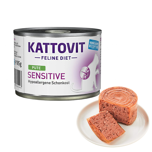 Kattovit Veterinary Sensitive Turkey КАТТОВІТ СЕНСИТИВ ІНДИЧКА повнораціонний беззерновий вологий дієтичний корм для котів із харчовою непереносимістю, банка фото 1