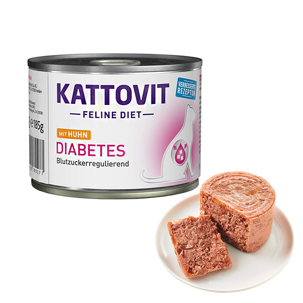 Kattovit Veterinary Diabetes КАТТОВІТ ДІАБЕТ повнораціонний вологий дієтичний корм для котів із цукровим діабетом і ожирінням, банка фото 1
