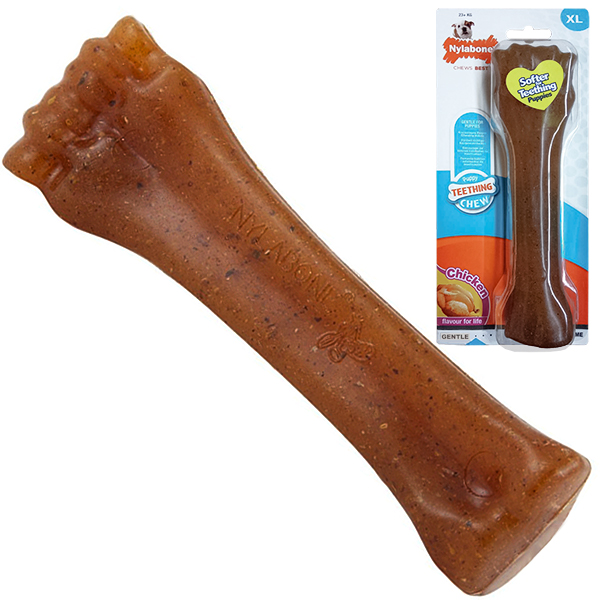 Nylabone Puppy Chew Bone НІЛАБОН БОУН кістка жувальна іграшка для цуценят, смак курки , XL см., Курка см., 19,5 см х 6 см х 3 см, до см фото 1