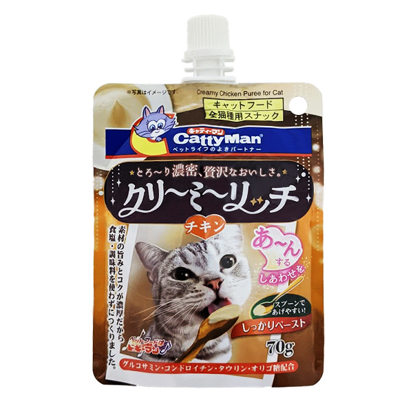 CattyMan Creamy Chicken Puree КЕТТІМЕН ВЕРШКОВЕ ПЮРЕ З КУРКОЮ рідкі ласощі для котів фото 1