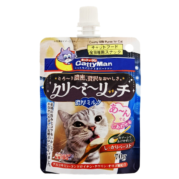 CattyMan Creamy Milk КЕТТІМЕН ВЕРШКОВЕ ПЮРЕ З МОЛОКОМ рідкі ласощі для котів фото 1
