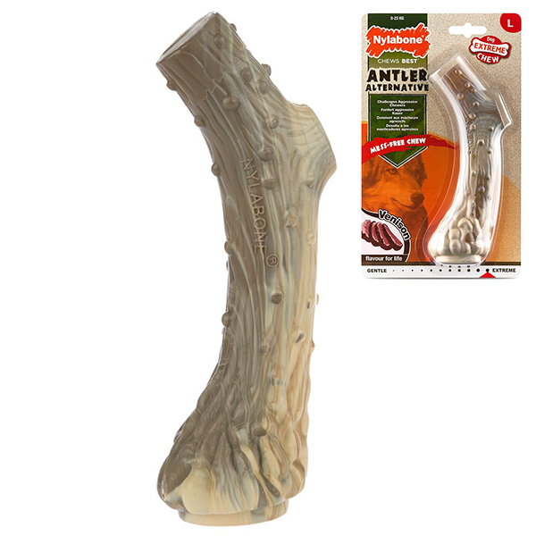 Nylabone Extreme Chew Antler НІЛАБОН РІГ ОЛЕНЯ жувальна іграшка для собак, смак оленини , L см., Оленина см., 17,8 см х 7 см х 5,1 см, до см фото 1