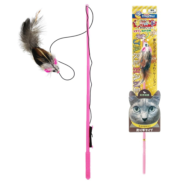 CattyMan Feather Mouse КЕТТІМЕН МИША вудка дражнилка з пір’ям іграшка для котів , 30 см х 80 см см