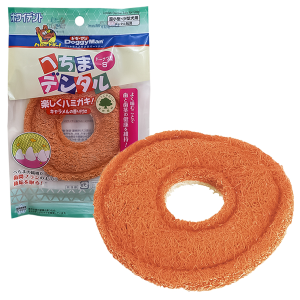 DoggyMan Loofah Doughnut ДОГГІМЕН ПОНЧИК ЛЮФА жувальна іграшка для чищення зубів собак , Помаранчевий - бежевий см., 10 см х 10 см см фото 1