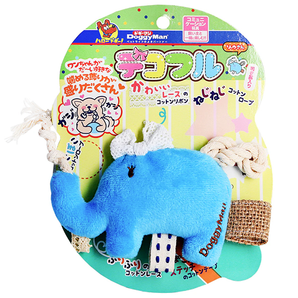 DoggyMan Fully Decorated Elephant ДОГГІМЕН СЛОН З ДЕКОРОМ м’яка іграшка з пищалкою для собак , Блакитний см фото 1