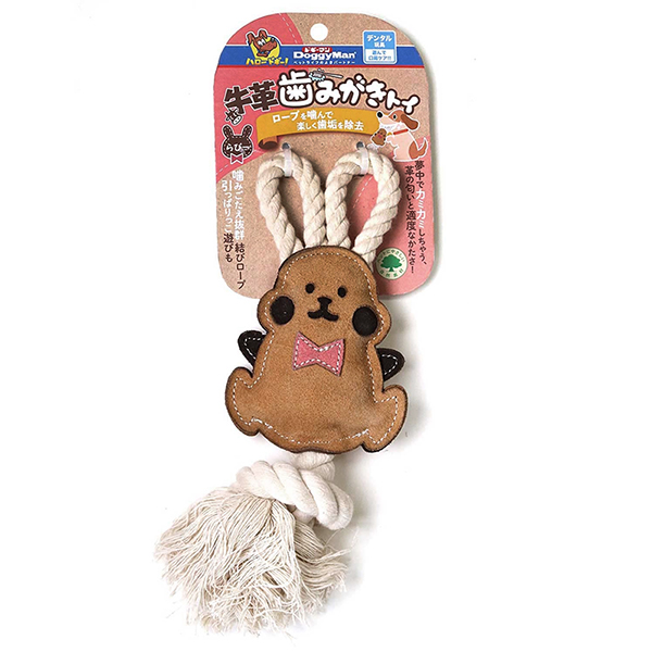 DoggyMan Leather Rabbit with Rope ДОГГІМЕН КРОЛИК ШКІРЯНИЙ З КАНАТОМ жувальна іграшка для собак фото 1