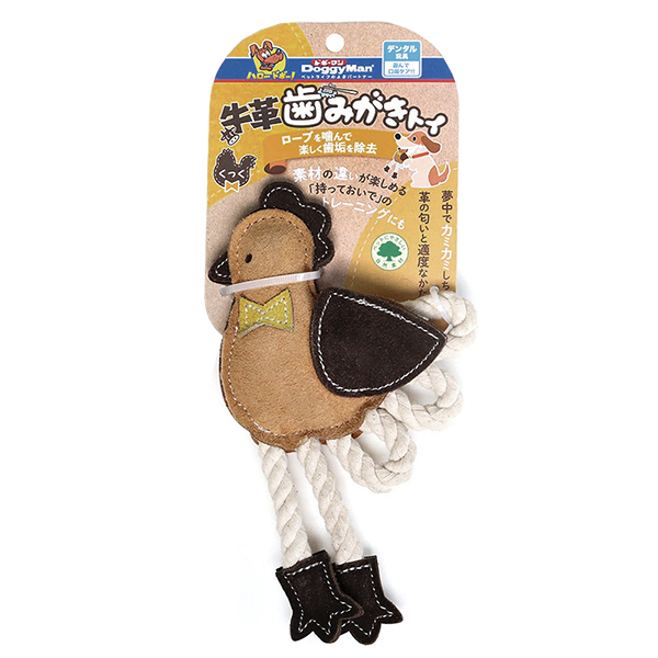 DoggyMan Leather Chicken With Rope ДОГГІМЕН КУРЧА ШКІРЯНЕ З КАНАТОМ жувальна іграшка для собак фото 1