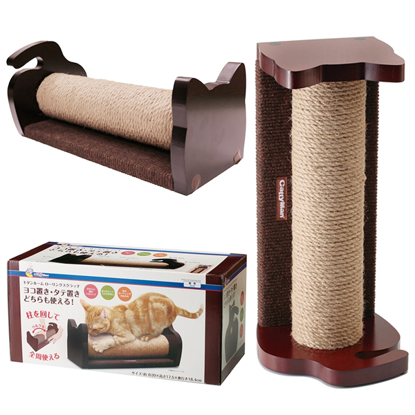 CattyMan Scratching Rolling Post КЕТТІМЕН СТОВПЧИК З КАРКАСОМ кігтеточка для котів , Коричневий - бежевий см