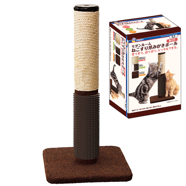 CattyMan Scratcher Massage Poll КЕТТІМЕН СТОВПЧИК З МАСАЖНОЮ ЩІТКОЮ кігтеточка для котів , Коричневий - бежевий см фото 1