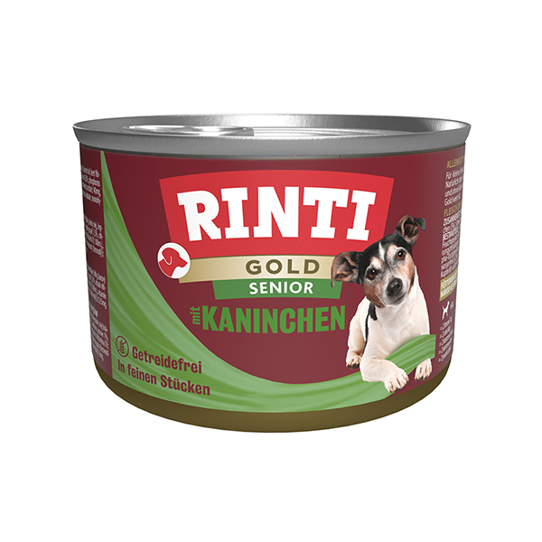 Rinti Gold Senior mit Kaninchen РІНТІ ГОЛД КРОЛИК СЕНЬЙОР беззерновий повнораціонний натуральний вологий корм для літніх собак фото 1